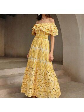 Yellow Party Women's Light Hollow Out Romantic Strapless Dress